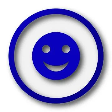 Smiley icon. Blue internet button on white background.. Illustrazione stock
