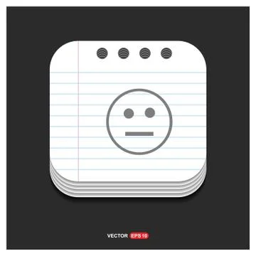 Smiley icon, Face icon Gray icon on Notepad Style template Vector EPS 10 Free イラスト素材