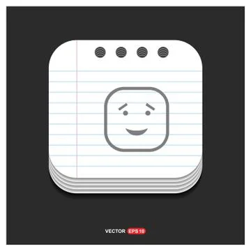Smiley icon, Face icon Gray icon on Notepad Style template Vector EPS 10 Free Stock Illustration