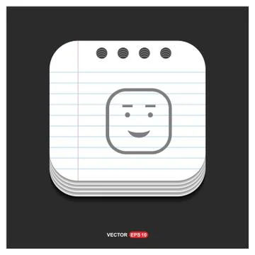 Smiley icon, Face icon Gray icon on Notepad Style template Vector EPS 10 Free 스톡 일러스트