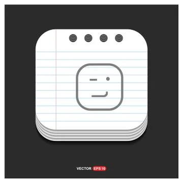 Smiley icon, Face icon Gray icon on Notepad Style template Vector EPS 10 Free 스톡 일러스트
