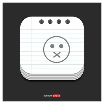 Smiley icon, Face icon Gray icon on Notepad Style template Vector EPS 10 Free Stock Illustration