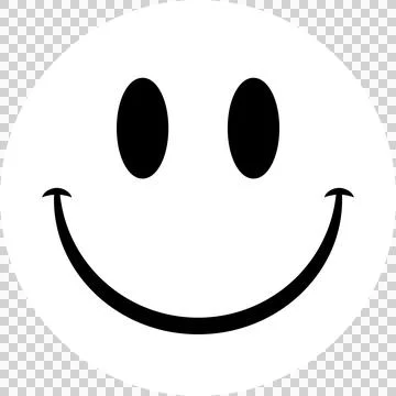 Smiley icon is floating in flat style on transparent background with oval eyes Stock Illustration