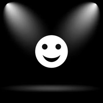 Smiley icon. Internet button on black background.. Illustrazione stock