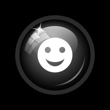 Smiley icon. Internet button on black background. . Illustrazione stock