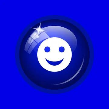 Smiley icon. Internet button on blue background. . イラスト素材