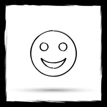 Smiley icon. Internet button on white background. Outline design imitating pa Illustrazione stock