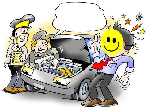 Smiley Inspection of an Car Stock Illustration