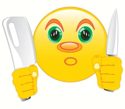 Smiley with knife in hand Stock Illustration