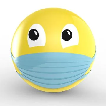 Smiley in a mask render on a white background covid Stock Illustration