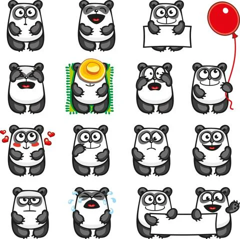 Smiley pandas Stock Illustration