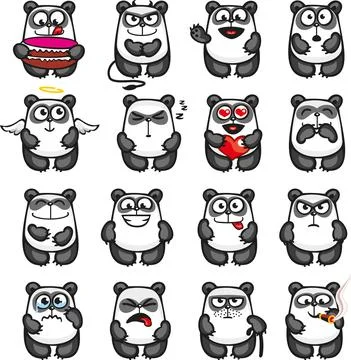 Smiley pandas Stock-Illustration
