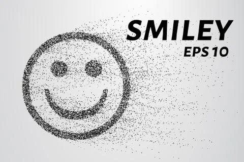 Smiley of the particles. A smiley face is composed of circles and dots. Vec.. Stock Illustration