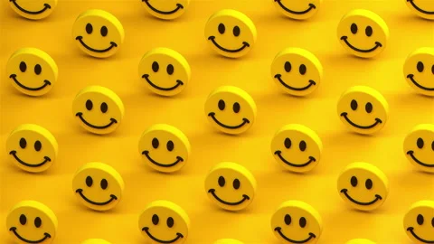 Smiley pattern 3d render animation. Isometric Smiling Face Backdrop Loop. Video stock 295956094