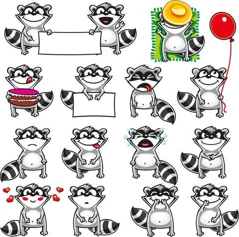 Smiley racoons Stock Illustration