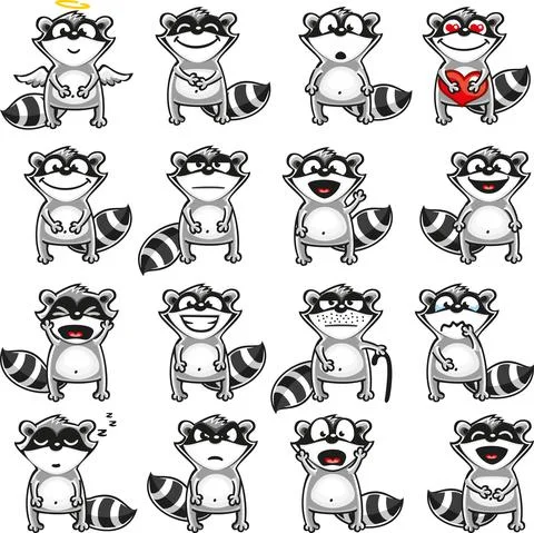 Smiley racoons Stock Illustration
