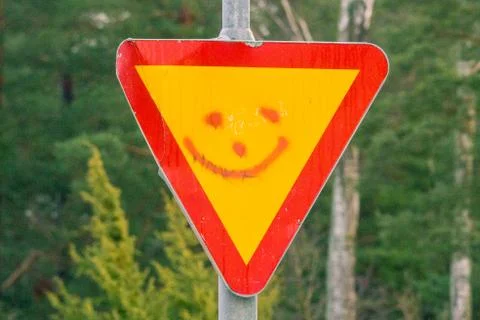Smiley on a sign Stock Photos
