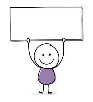 Smiley stickman with empty board symbol. Vector Stock Illustration