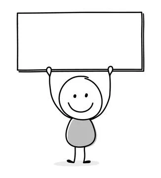 Smiley stickman with empty board symbol. Vector Stock Illustration