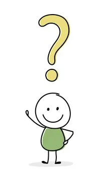 Smiley stickman with question mark symbol. Business concept. Vector Stock Illustration