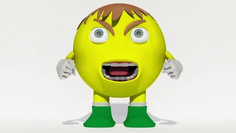 Smiley is surprised, angry and screaming Stock Footage 77932386