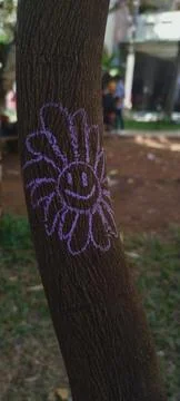 Smiley on a tree Stock Photos