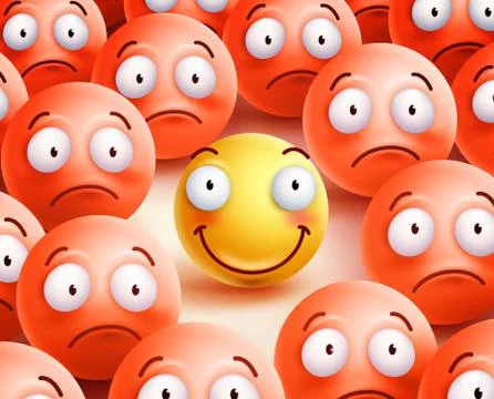 Smiley vector character the only  smile face showing happiness Stock Illustration