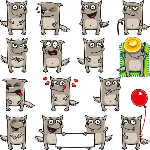 Smiley wolves, dogs Stock Illustration