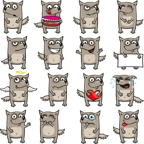 Smiley wolves, dogs Stock Illustration