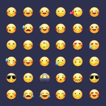 Smileys vector icon set. Emoticons pictograms. Happy, merry, singing, sleepin Stockillustratie