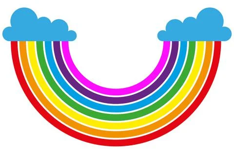 Smilie Rainbow with clouds vector illustration on a white background Stock Illustration