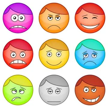 Smilies round, set Stock Illustration