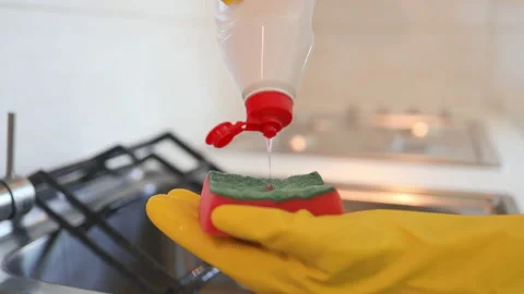 Housewife Pouring Floor Cleaning Liquid Stock Photo - Image of