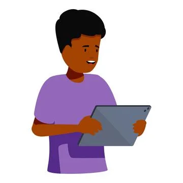 Smiling african american student using tablet for studying, working or entert Stock Illustration