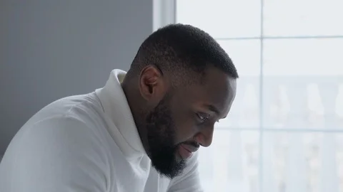 Smiling afro-american man posing to camera, healthy and successful, close-up Stock Footage 127558757