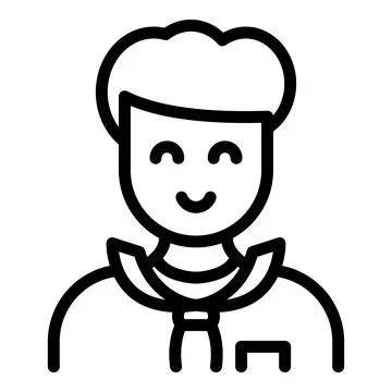 Smiling agent icon, outline style Stock Illustration