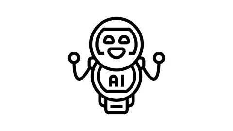 Smiling ai assistant robot line icon animation Stock Footage 326121723