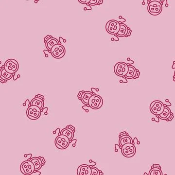 Smiling ai assistant robot line seamless pattern Stock Illustration