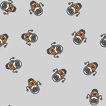 Smiling ai assistant robot vector seamless pattern Stock Illustration
