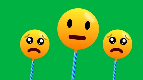 Smiling and crying emoji expression isolated on green background with swing.. Stock Footage 270451160