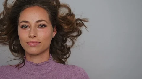 Smiling and lying on floor 스톡 동영상 86412962