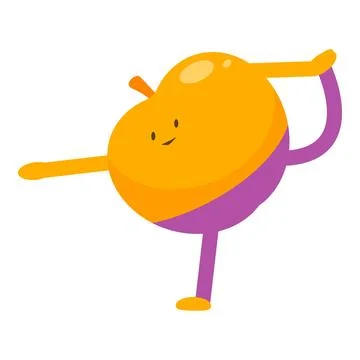 Smiling apple character doing yoga or pilates stretching exercise 스톡 일러스트