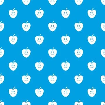 Smiling apple pattern seamless blue Stockillustratie