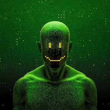 Smiling artificial intelligence Illustrazione stock