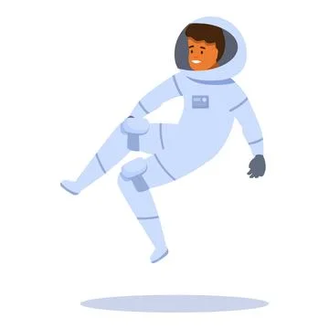 Smiling astronaut floating in space wearing spacesuit Stock Illustration