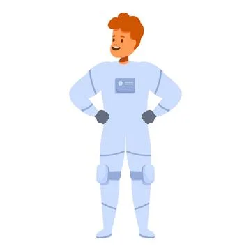 Smiling astronaut standing with hands on hips, ready for space exploration Stock Illustration