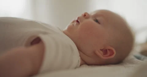Smiling Baby on Changing Table Stock Footage 318001222