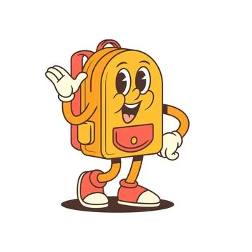 Smiling Backpack Mascot Giving High Five Showing Teamwork and Encouragement.. Stock Illustration