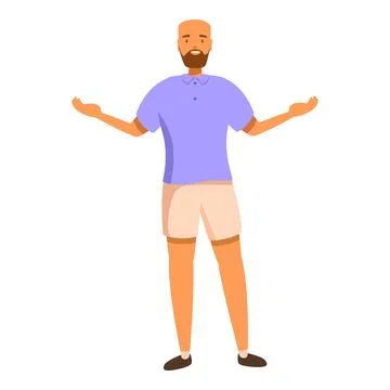 Smiling bald man with beard showing or explaining something with his hands Stock Illustration
