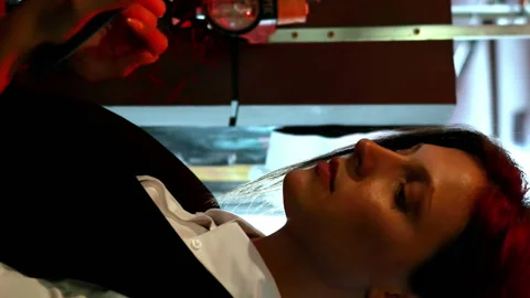 Smiling barkeeper using digital tablet Video stock 302139127